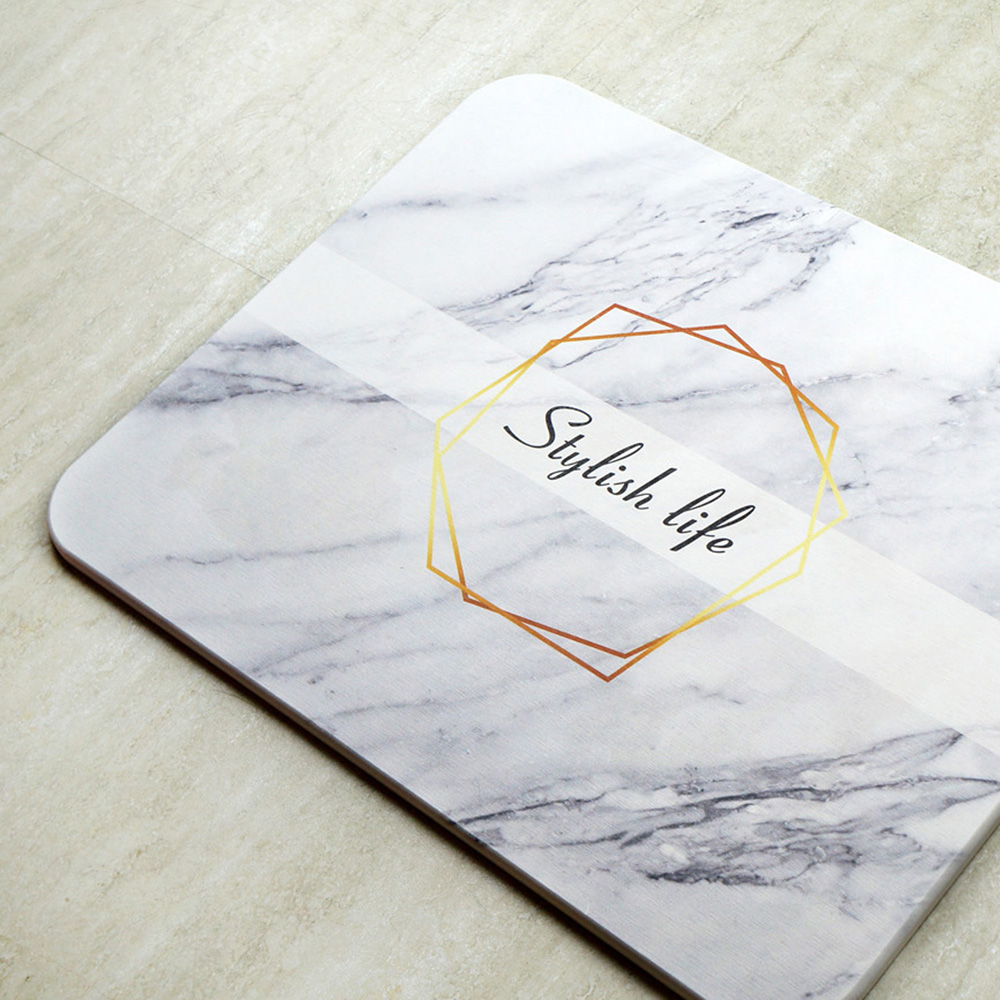 幾何大理石紋珪藻土吸水地墊