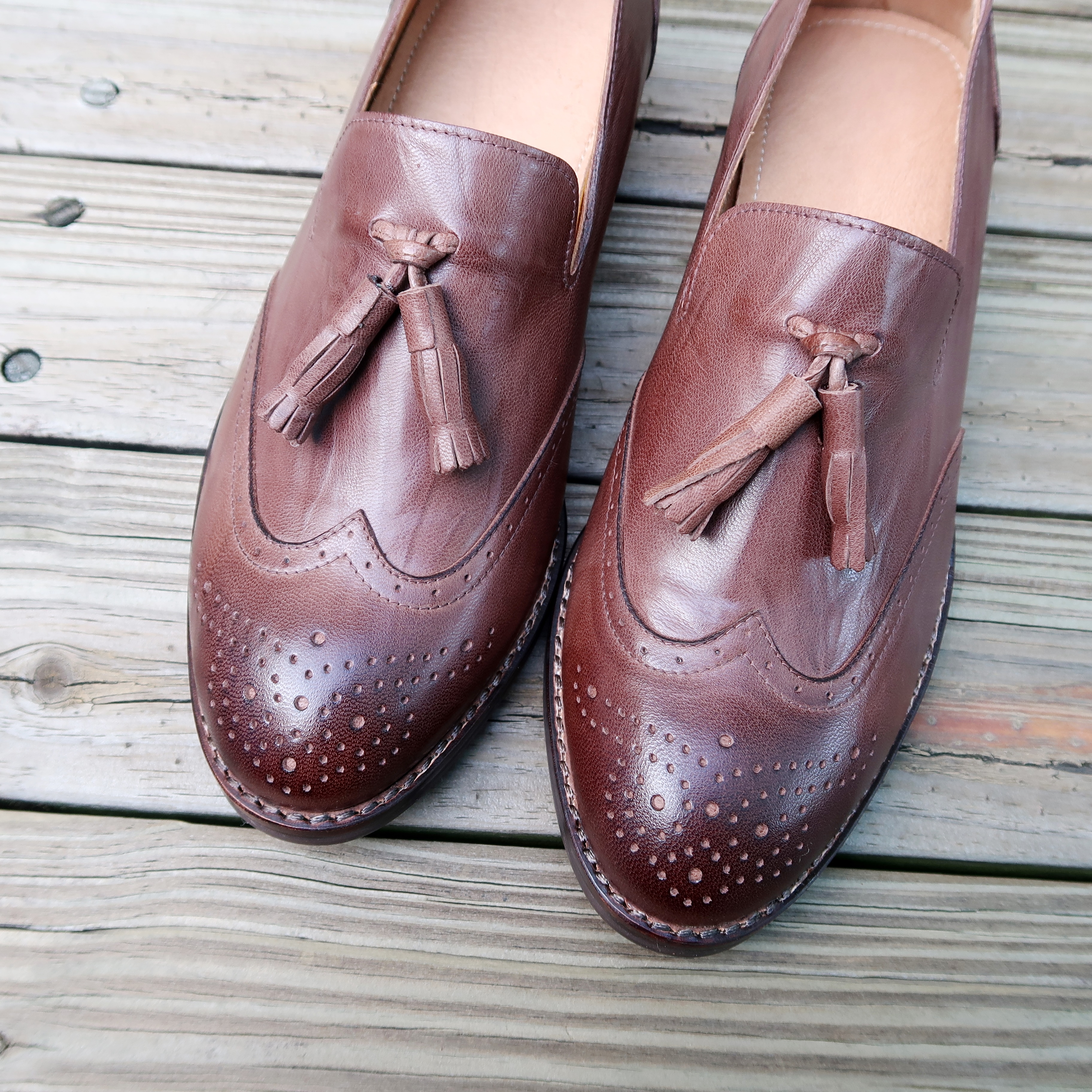 【威廉公主】真皮木跟麥穗樂福懶人鞋 牛津 英倫 牛皮 羊皮10色