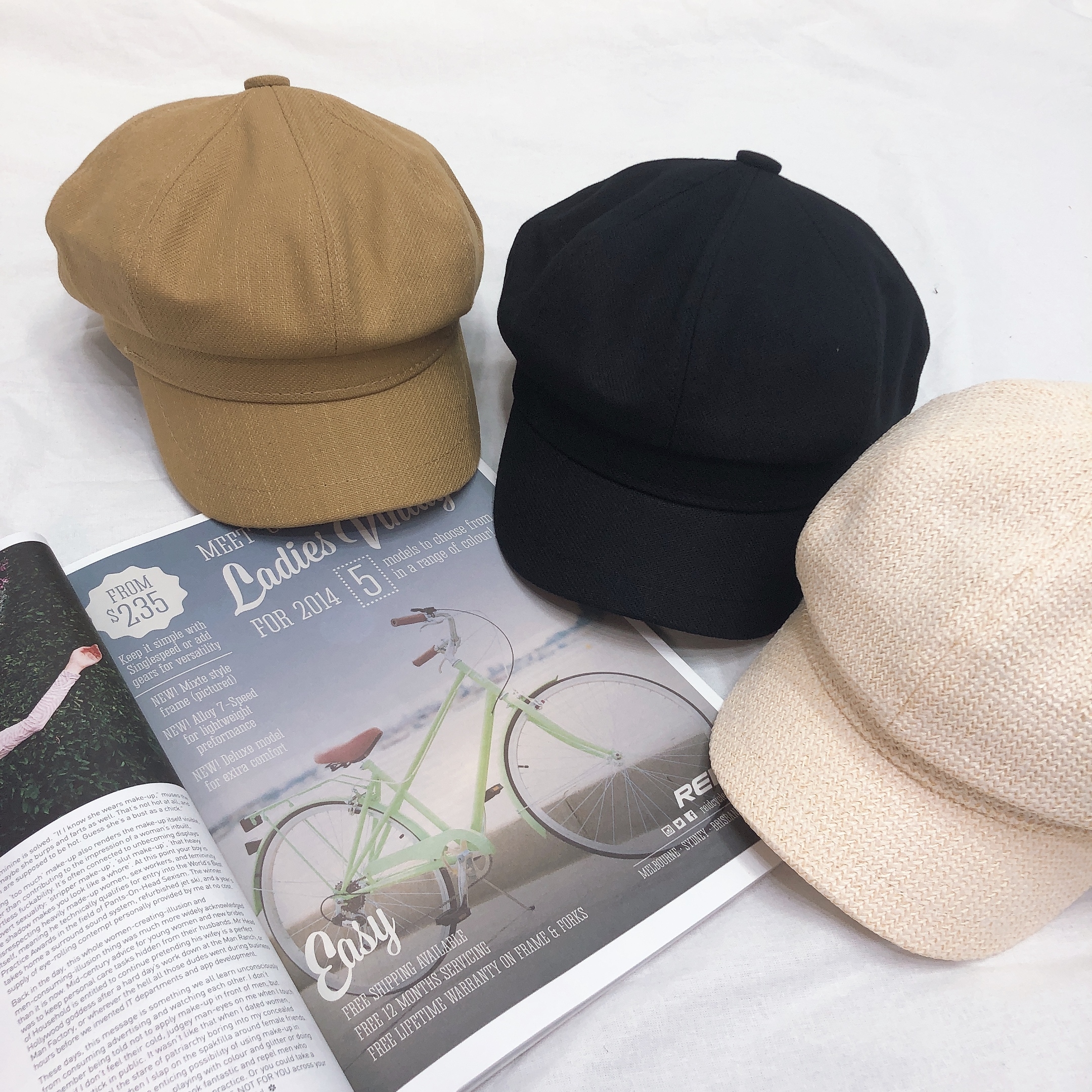 斜紋布素面報童帽/6色