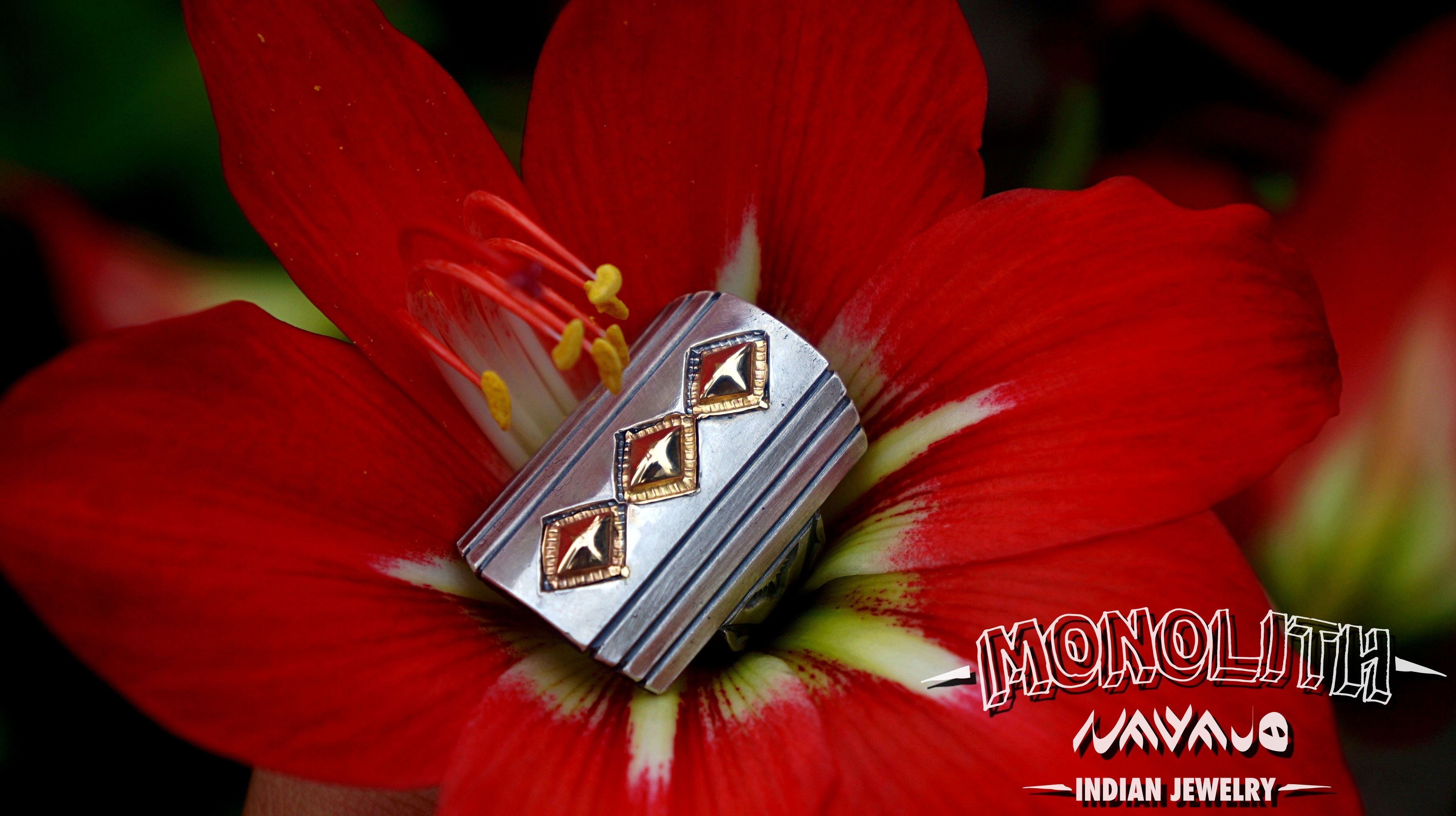 14K 菱形打印寬版 【 戒指 】