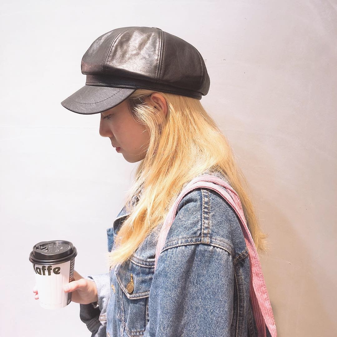 皮革報童帽/三色