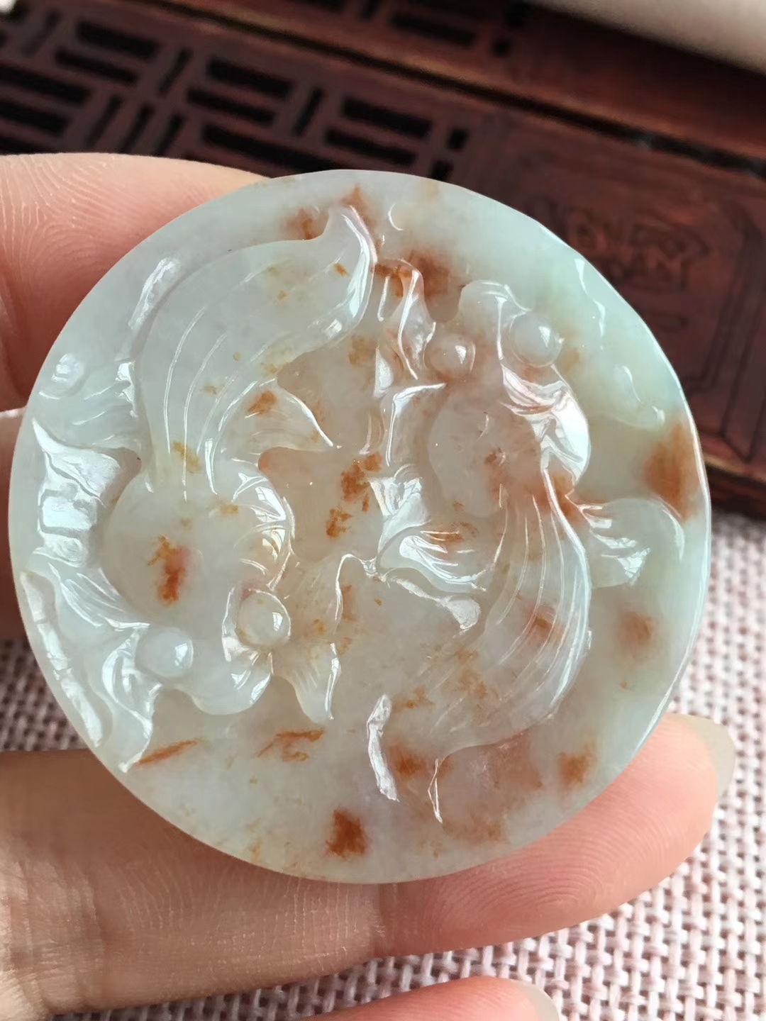 冰糯特色金玉滿堂吊墜 (43.6mm直徑), 天然翡翠A玉, 緬甸玉, Jade, Jadeite