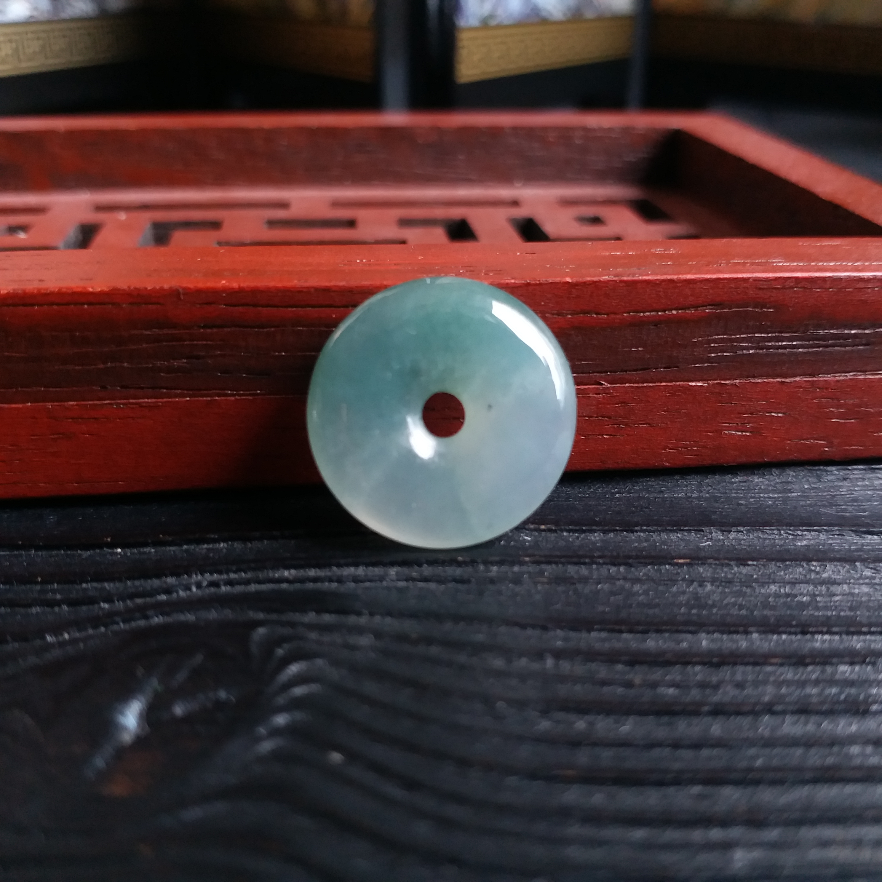 冰油青平安扣 (17mm直徑), 天然翡翠A玉, 緬甸玉, Jade, Jadeite