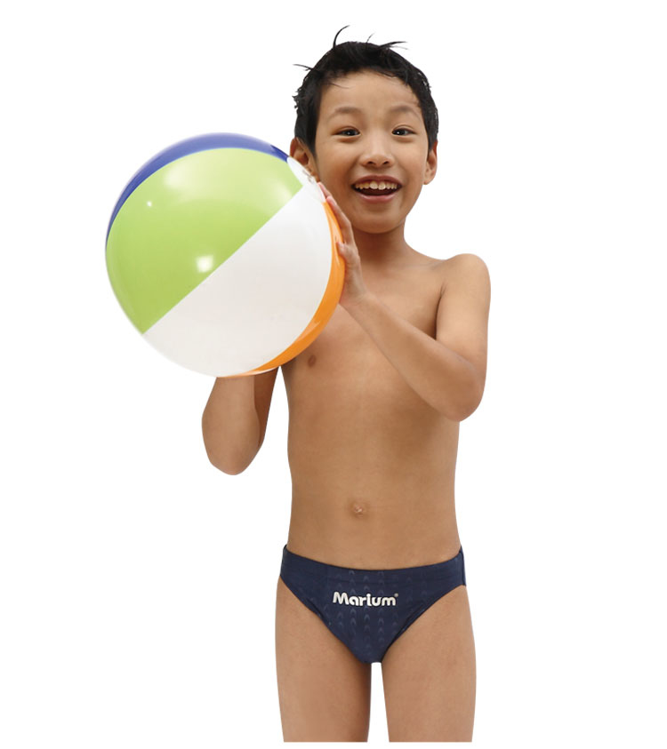 MAR-810231J 小男競賽三角泳褲 - 魚鱗(深藍)