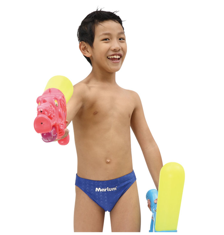 MAR-810232J 小男競賽三角泳褲 - 魚鱗(寶藍)