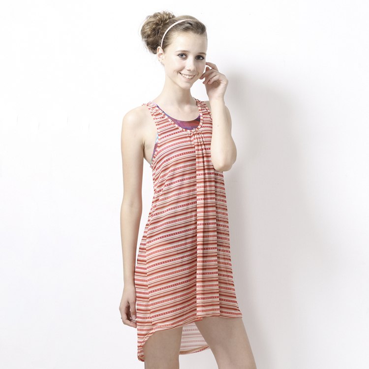 MAR-5310W 大女休閒網紗罩衫─紅