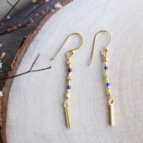 慵懶小酒吧純銀耳環(銀色/青金石)/SE762G