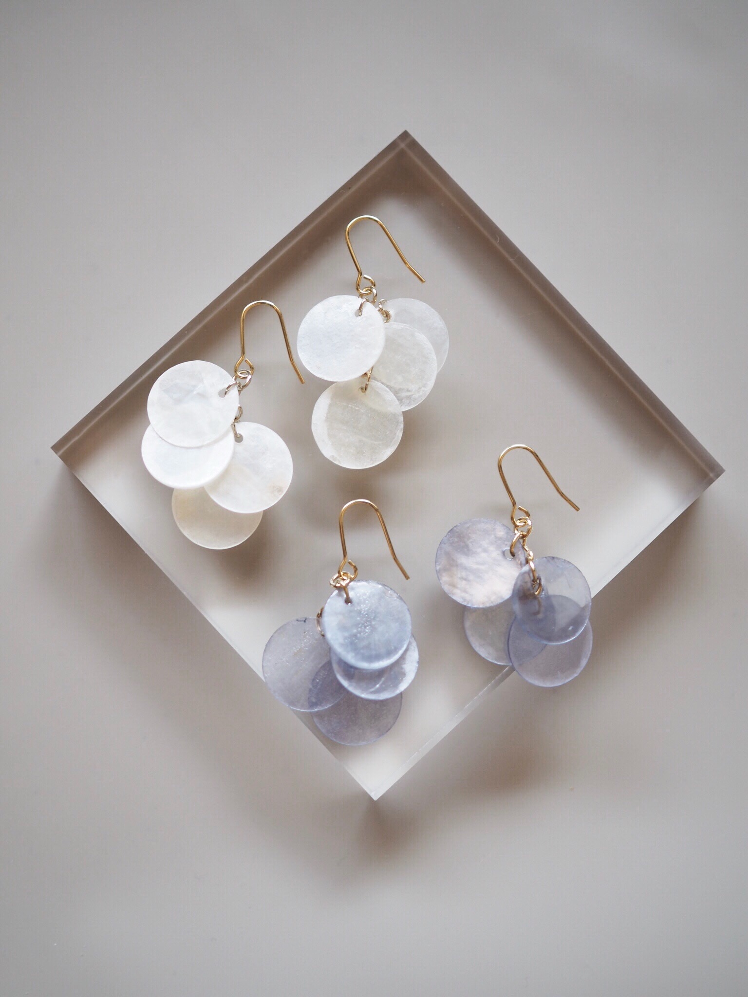 微光透明｜天然貝殼耳環