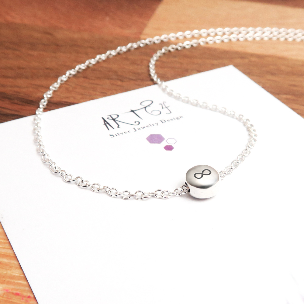 檸檬薄荷糖(小) 刻字款 圓形銀珠項鍊 925純銀客製化刻字項鍊