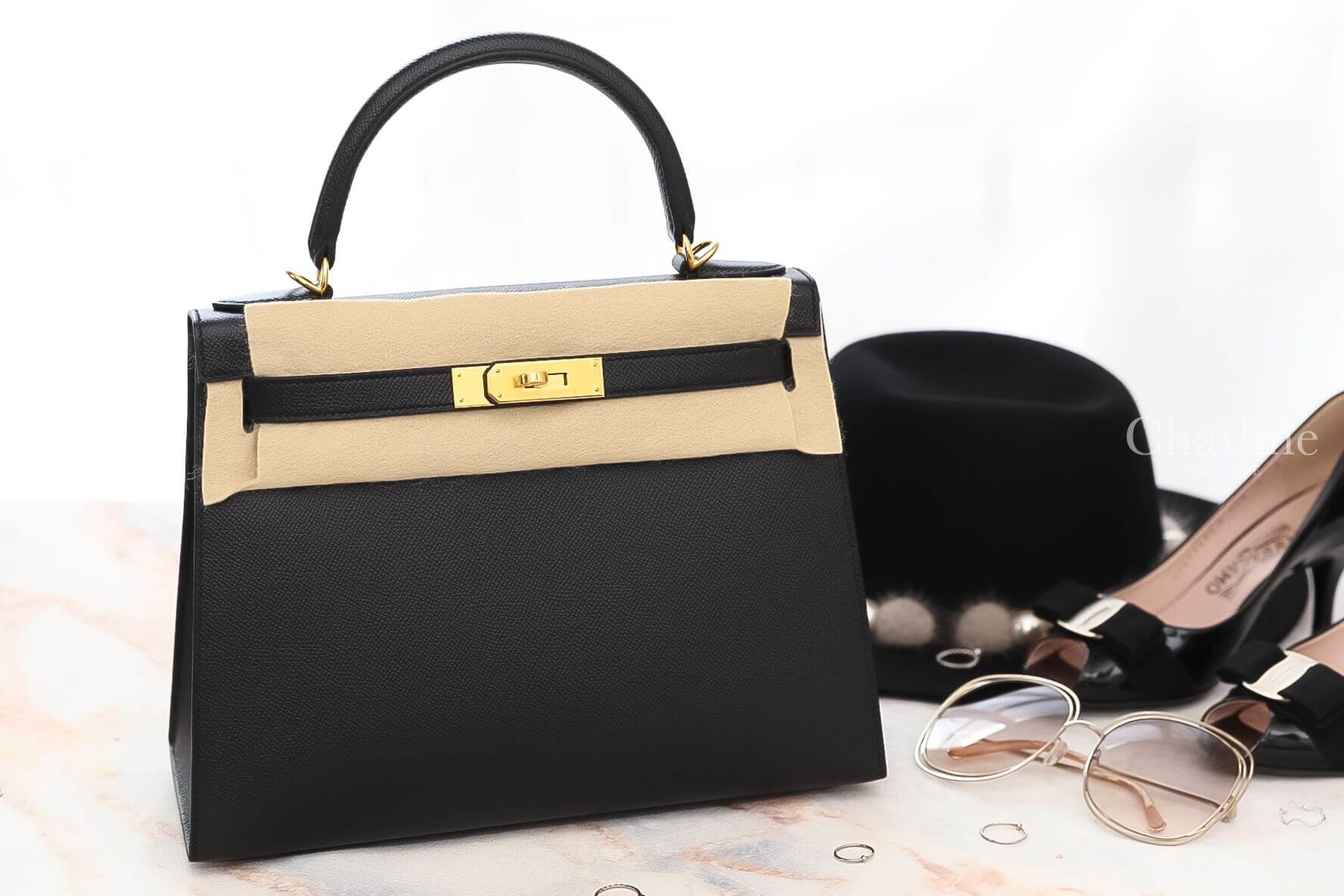 Hermès Kelly 28cm 89 Noir Epsom 黑色金釦凱莉包-Charline Boutique 精品代購