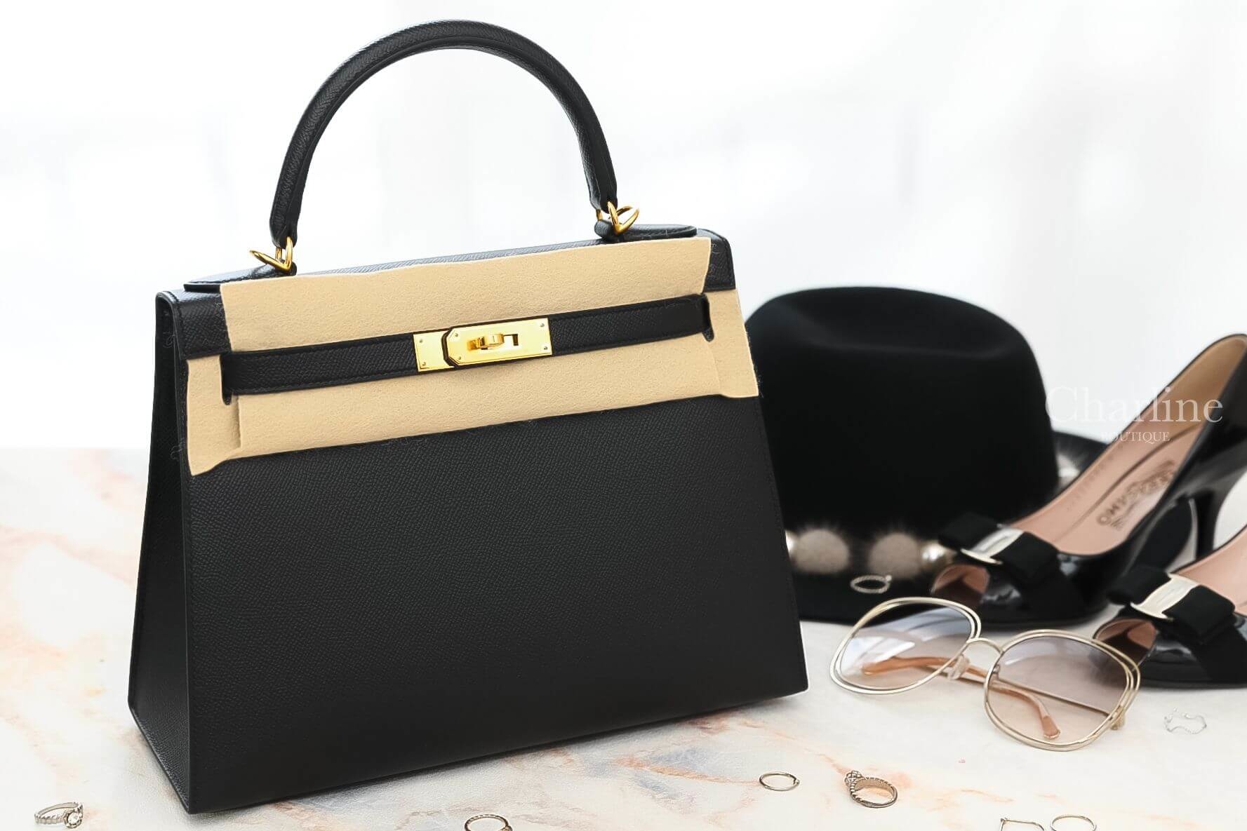 Hermès Kelly 28cm 89 Noir Epsom 黑色金釦凱莉包-Charline Boutique 精品代購