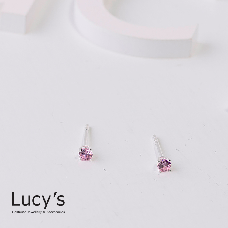 925純銀 氣質簡約粉鑽耳環-0.3cm(65562)