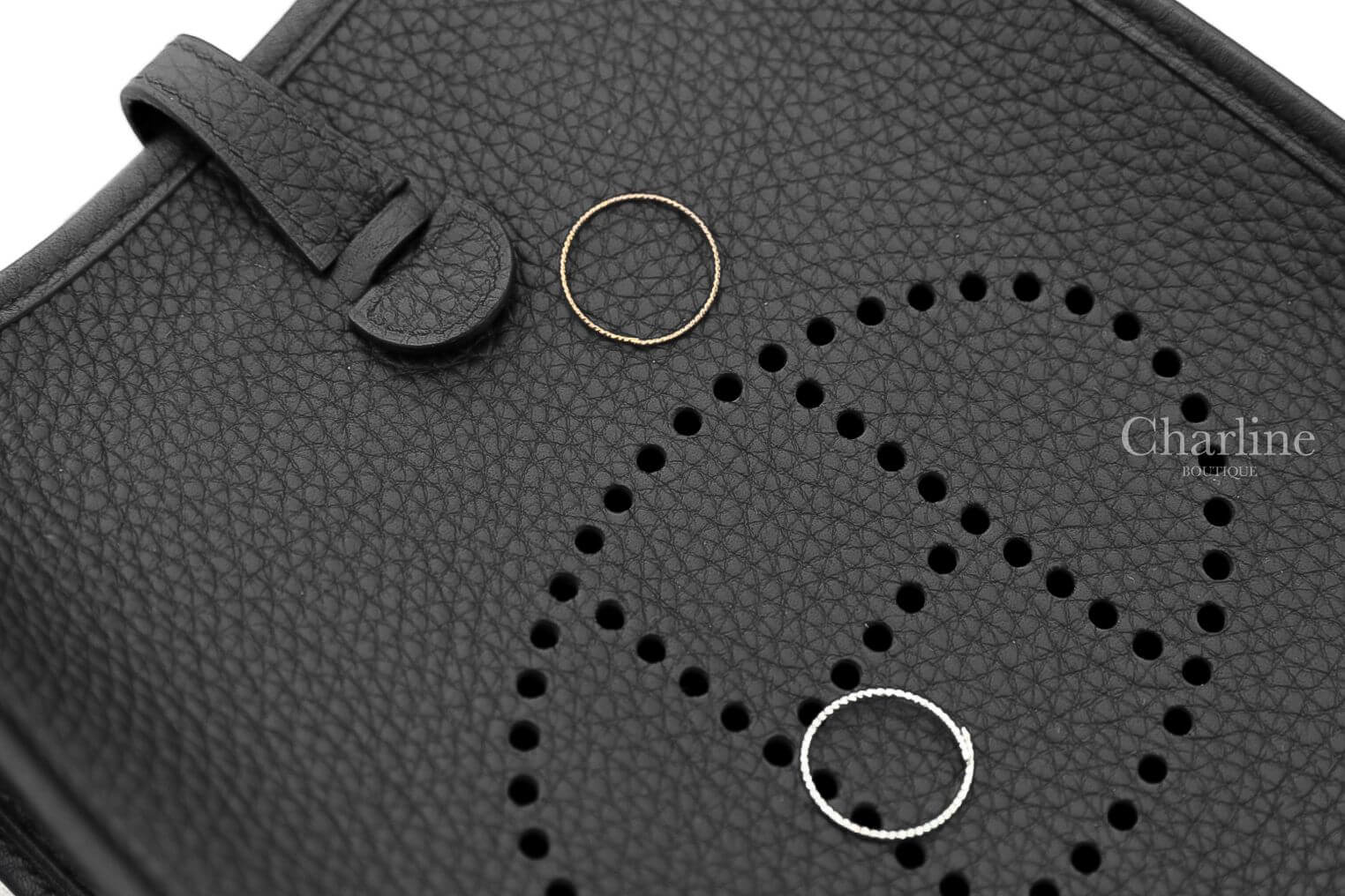 Hermès Evelyne TPM 16cm 89 Noir Taurillon Clemence 黑色銀釦簍空洞洞肩背包