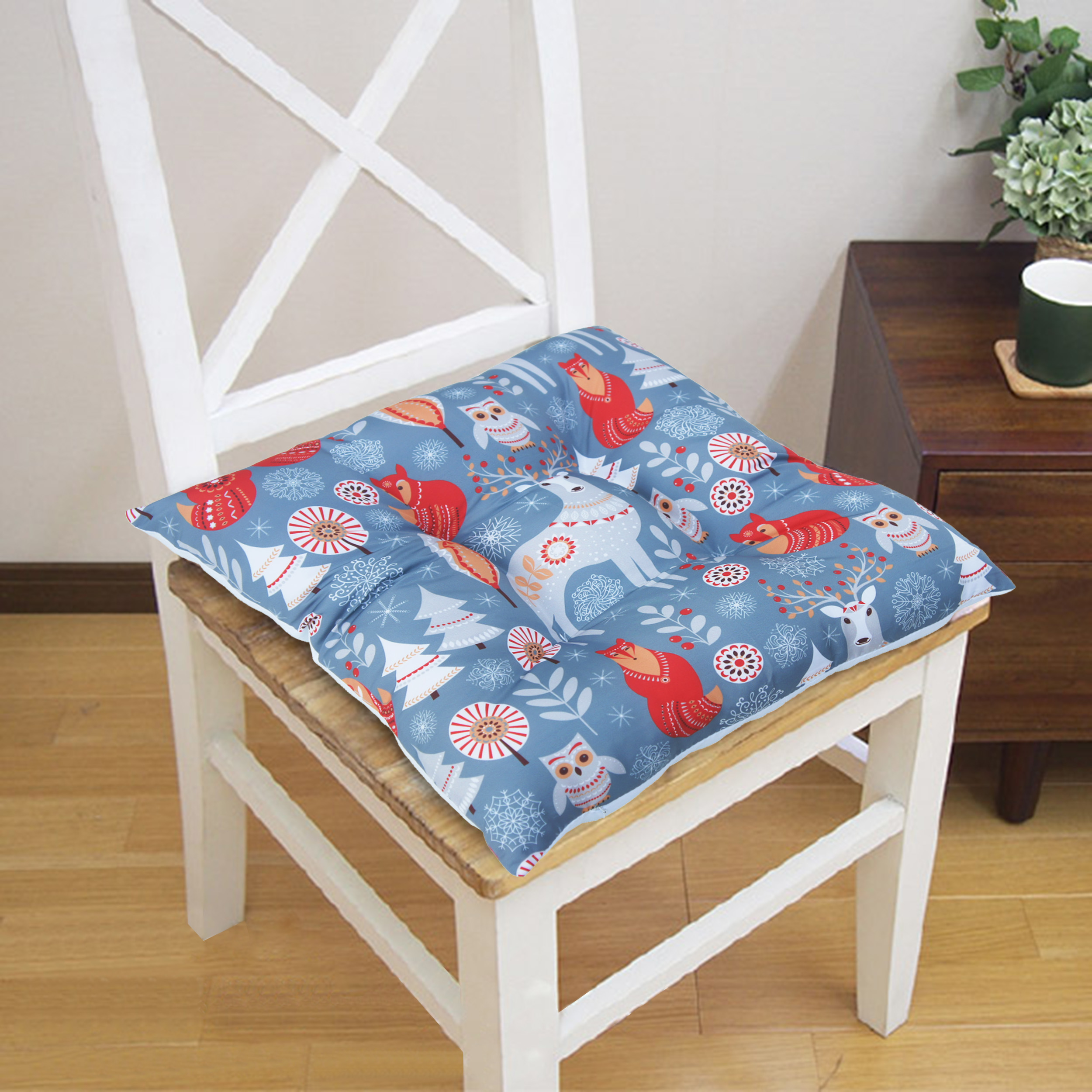 北歐風文創設計風格坐墊(43x43cm)-灰色鹿