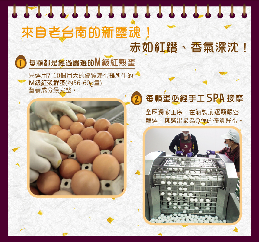 所長茶葉蛋-頂級紅鑽茶葉蛋-只選用營養成分最完整的M級紅殼鮮蛋，每顆蛋必經手工SPA按摩