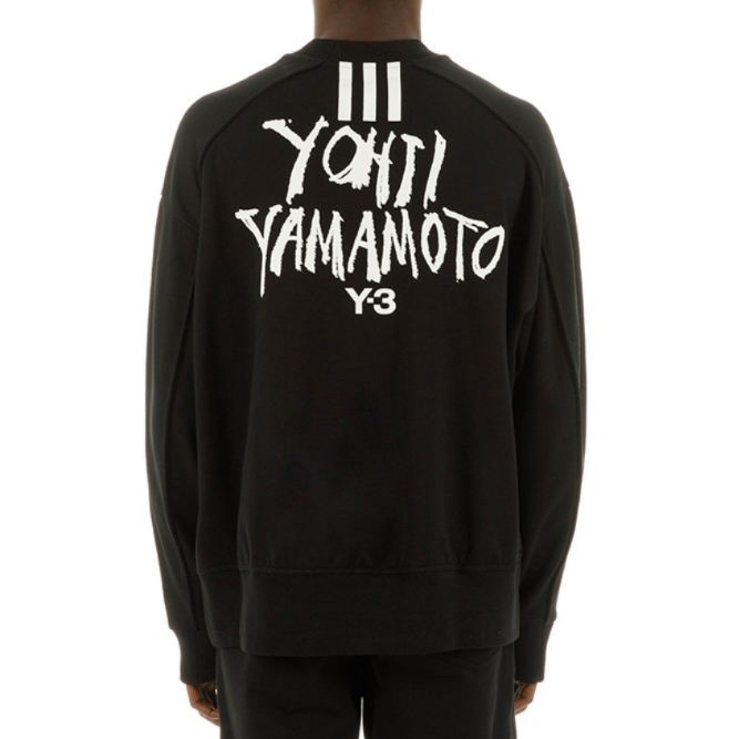 Y-3 SIGNATURE GRAPHIC CREW SWEAT 手寫簽名大學TEE 黑色】 