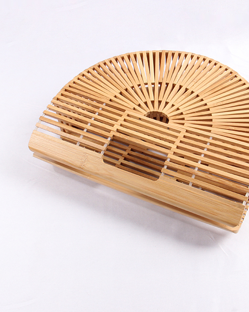 扇形簍空竹編包(竹子原色)