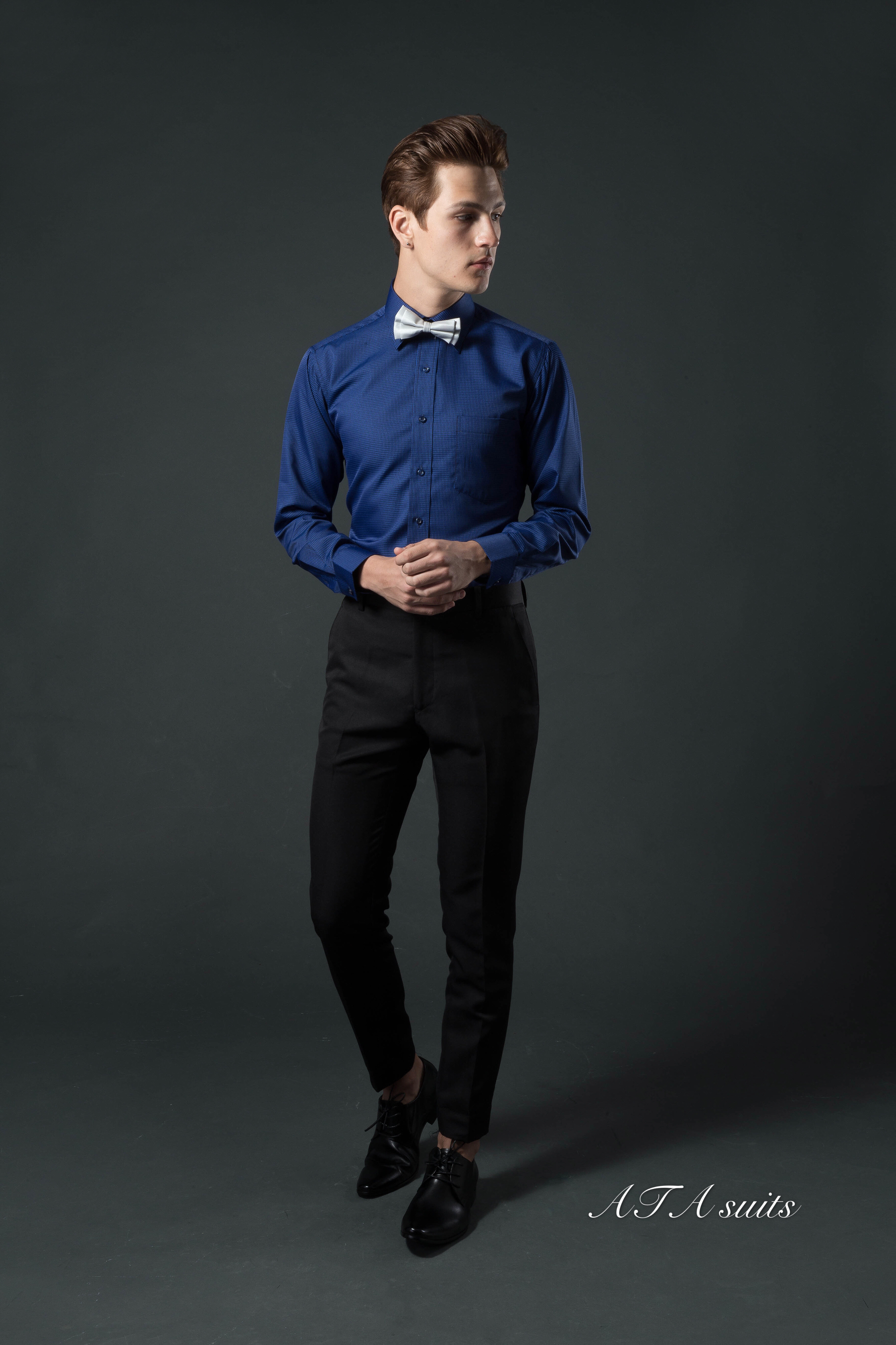 西裝褲 黑色素面 MIT