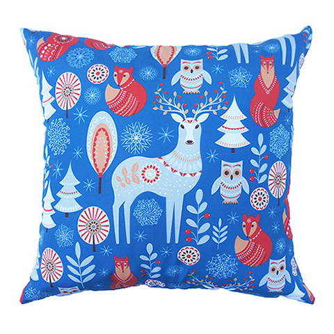 北歐風文創設計風格抱枕(43x43cm)-藍色鹿