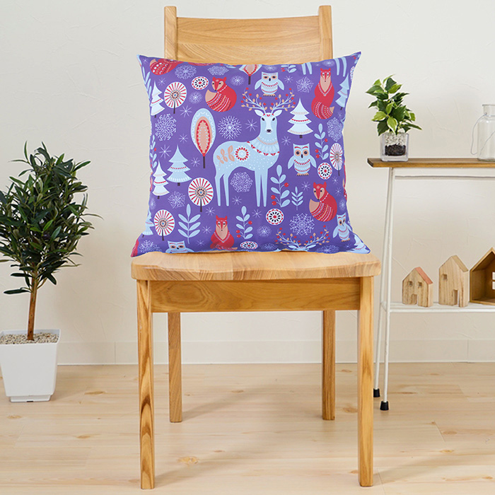 北歐風文創設計風格抱枕(43x43cm)-紫色鹿