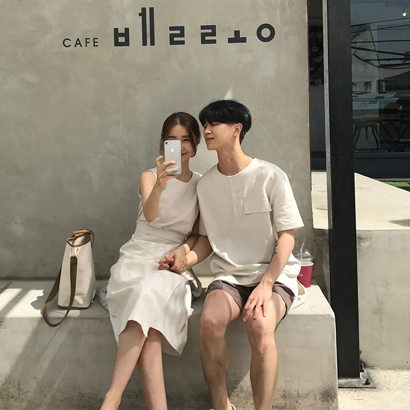 夏季亞麻質感上衣 / L / 不提供退換貨