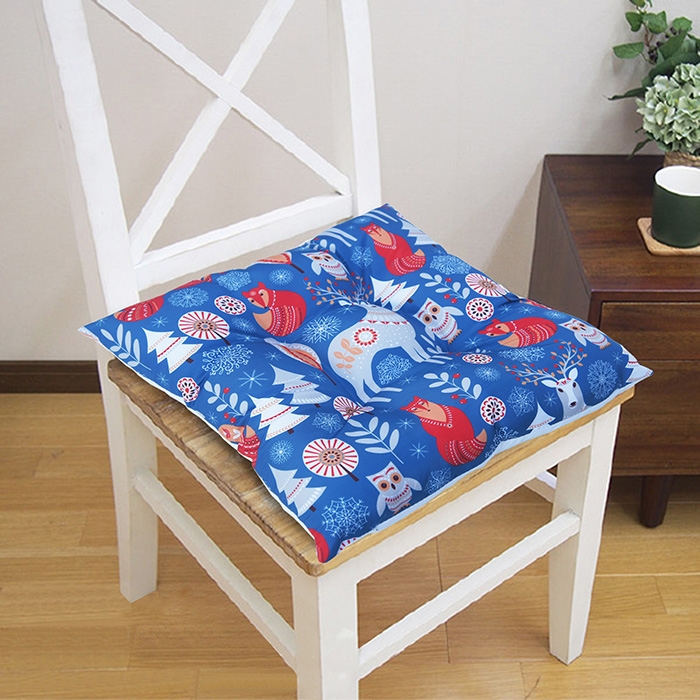 北歐風文創設計風格坐墊(43x43cm)-藍色鹿