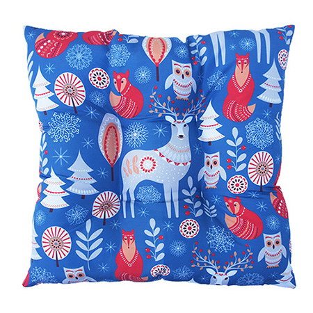 北歐風文創設計風格坐墊(43x43cm)-藍色鹿
