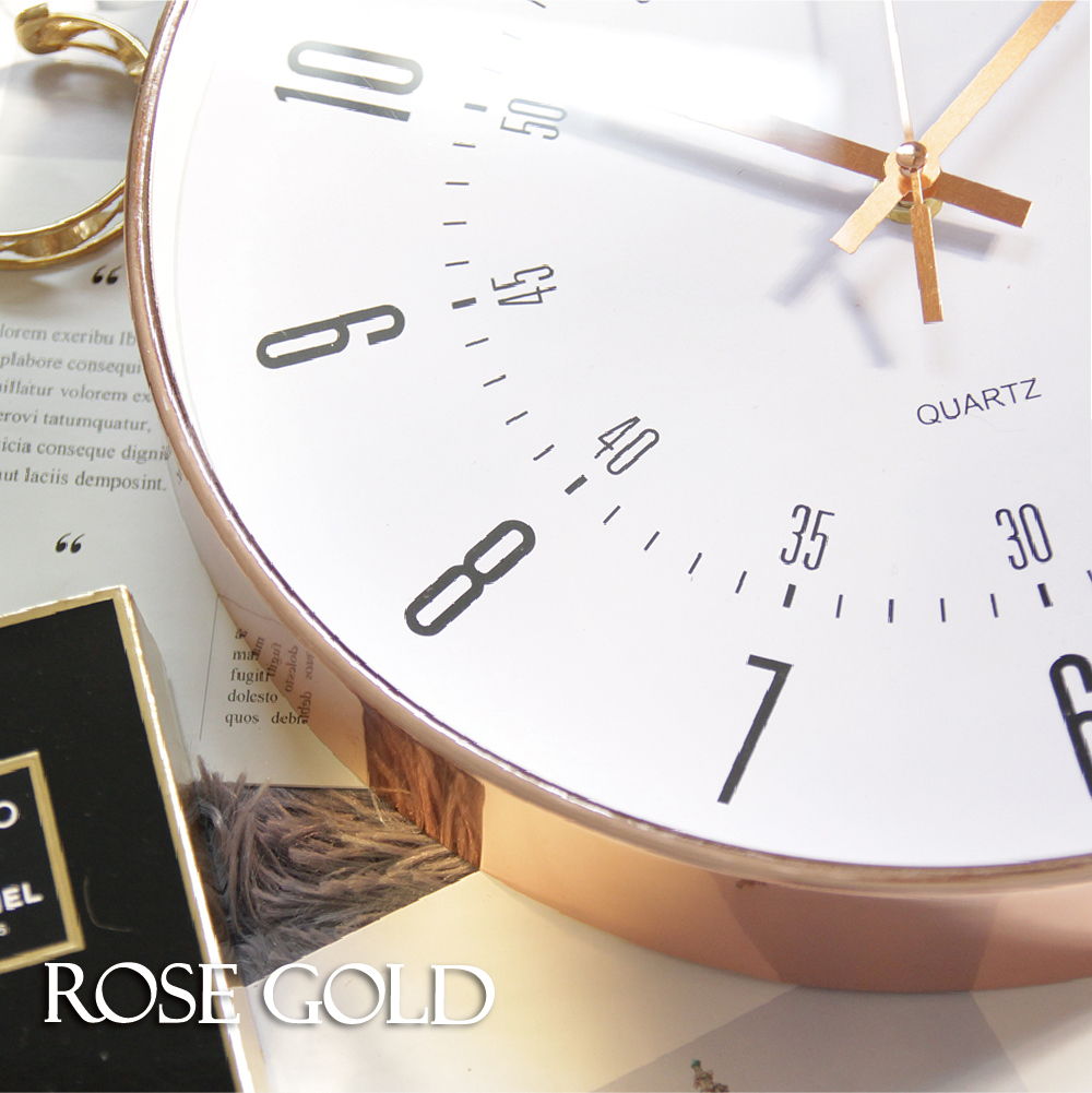 紐約時代玫瑰金靜音時鐘-金采曼哈頓白