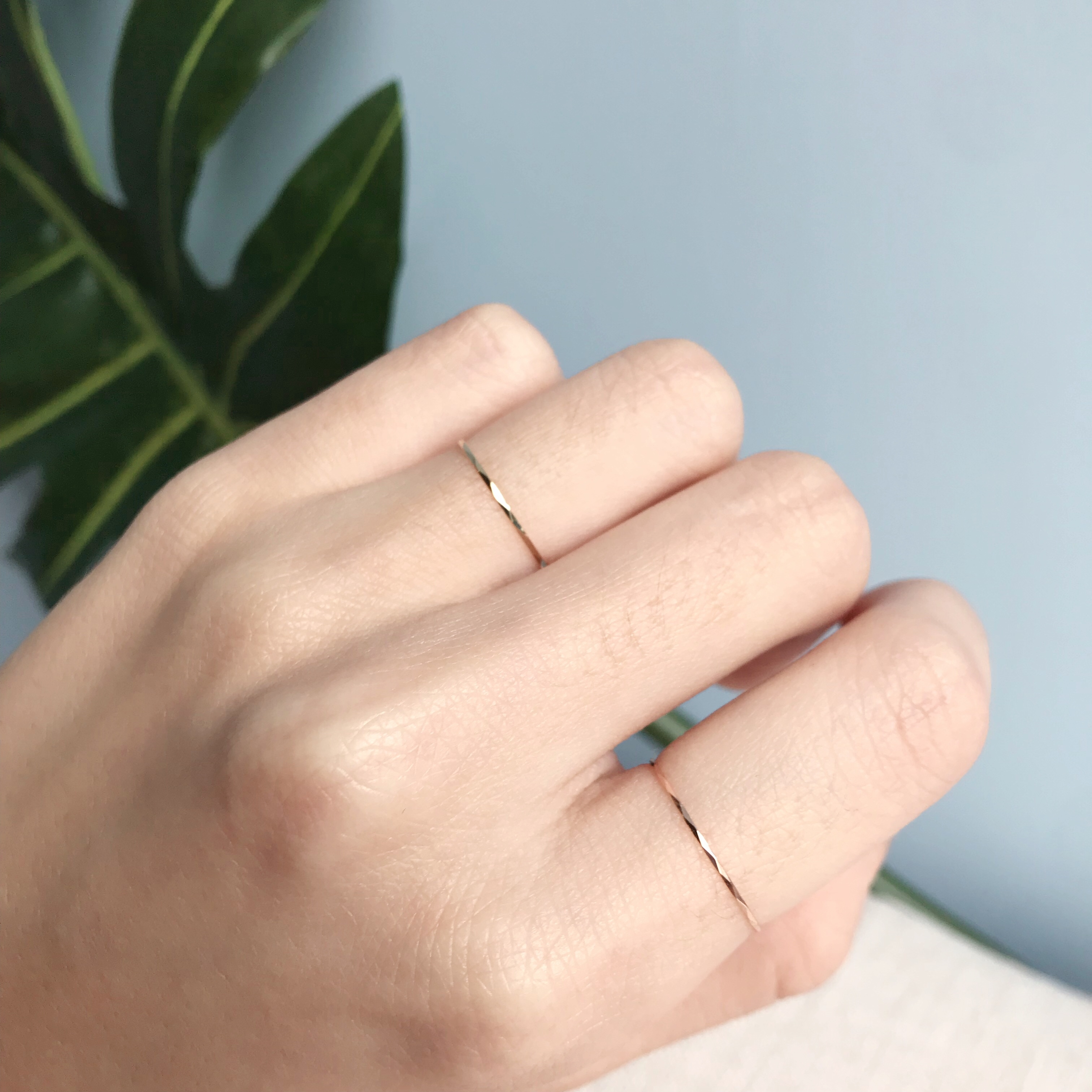 14k寬菱切割線戒