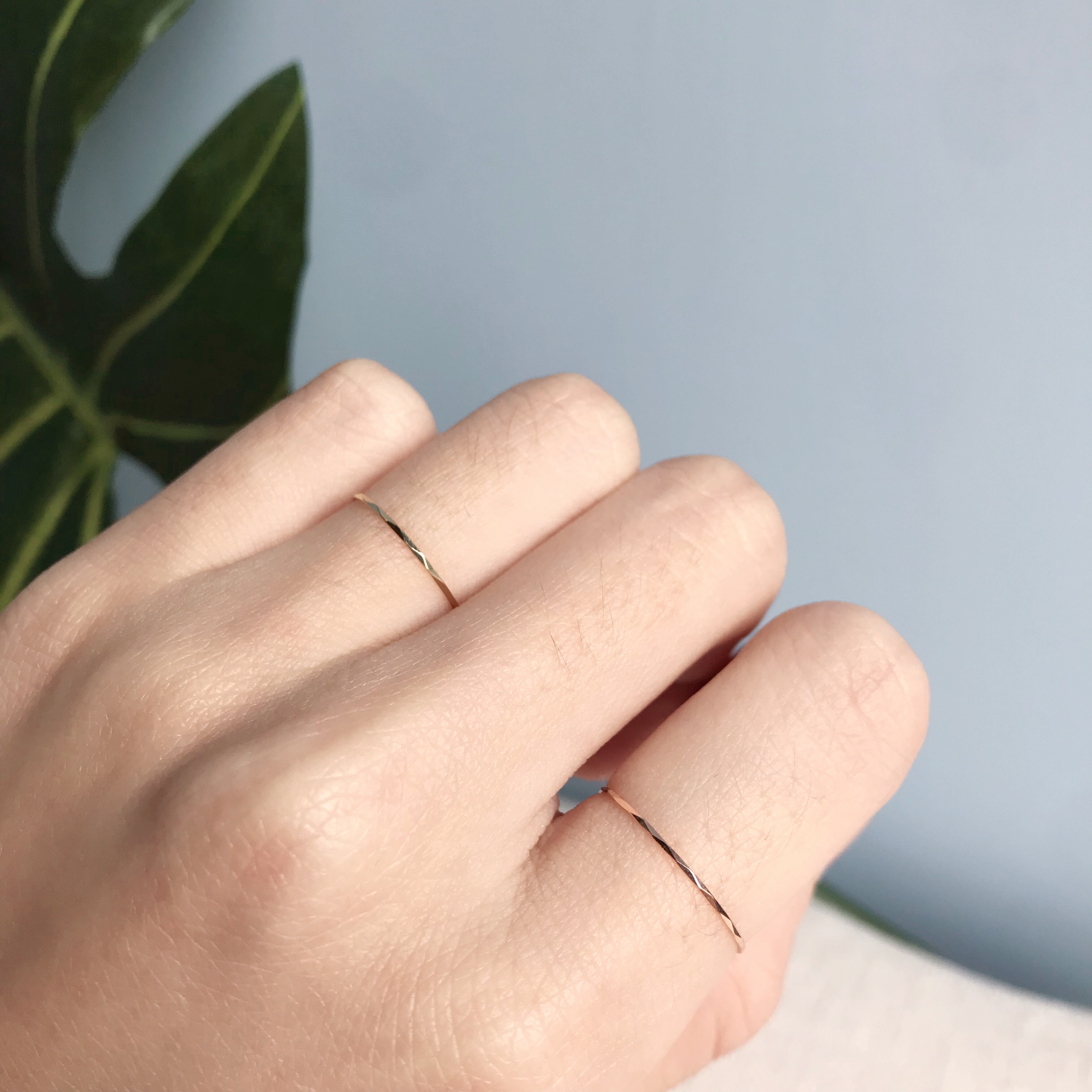 14k寬菱切割線戒