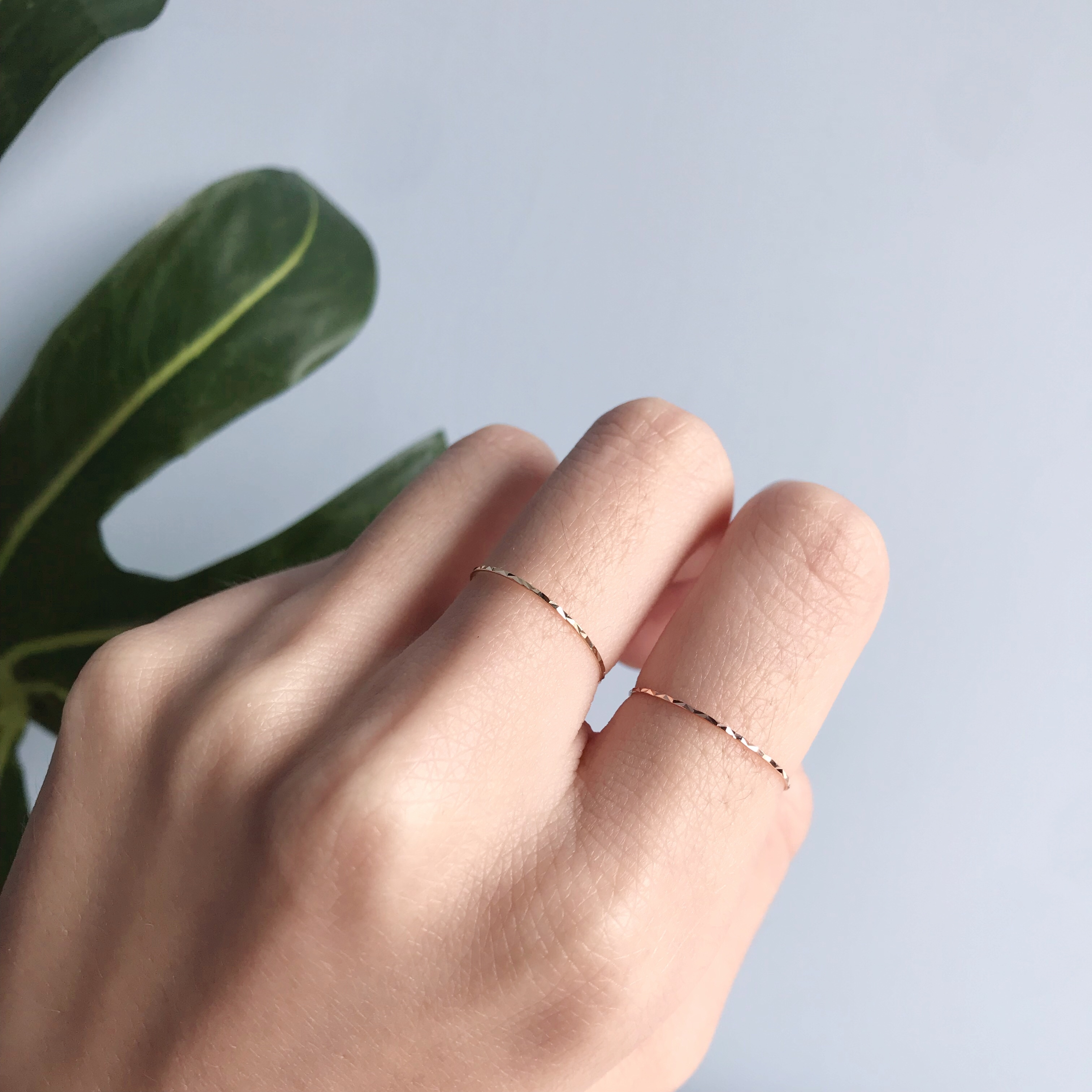 14k細菱切割線戒