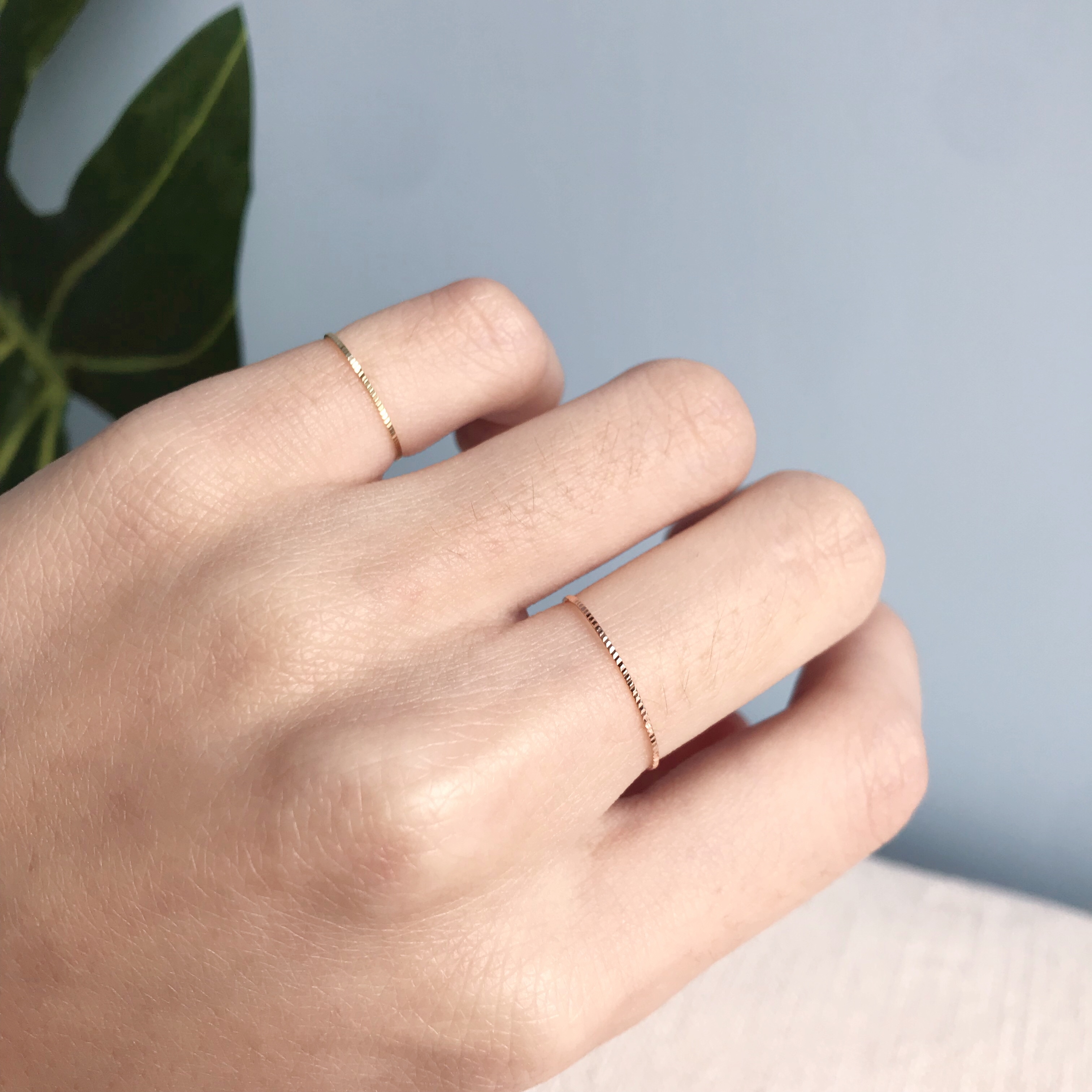 14K直條切割線戒