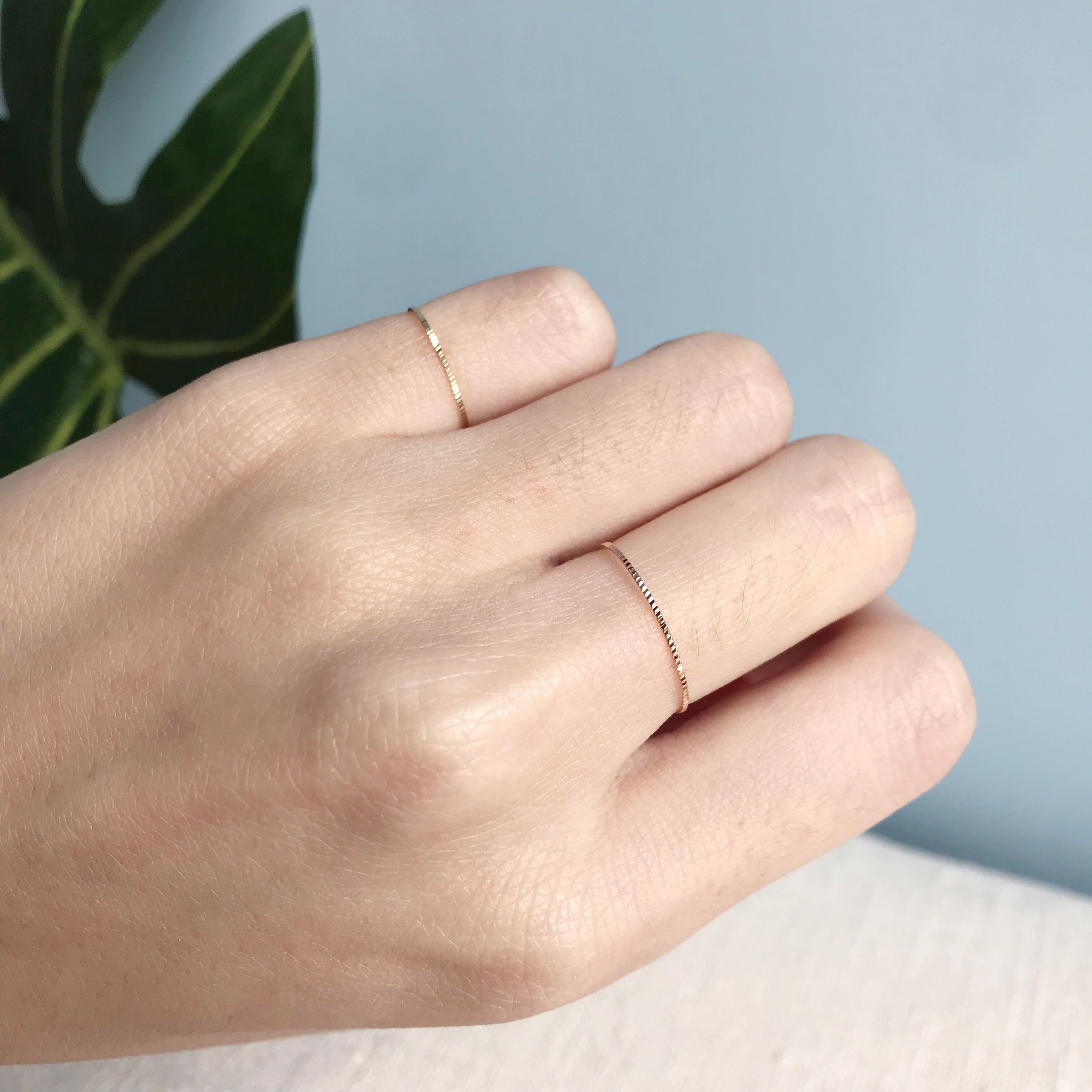 14K直條切割線戒