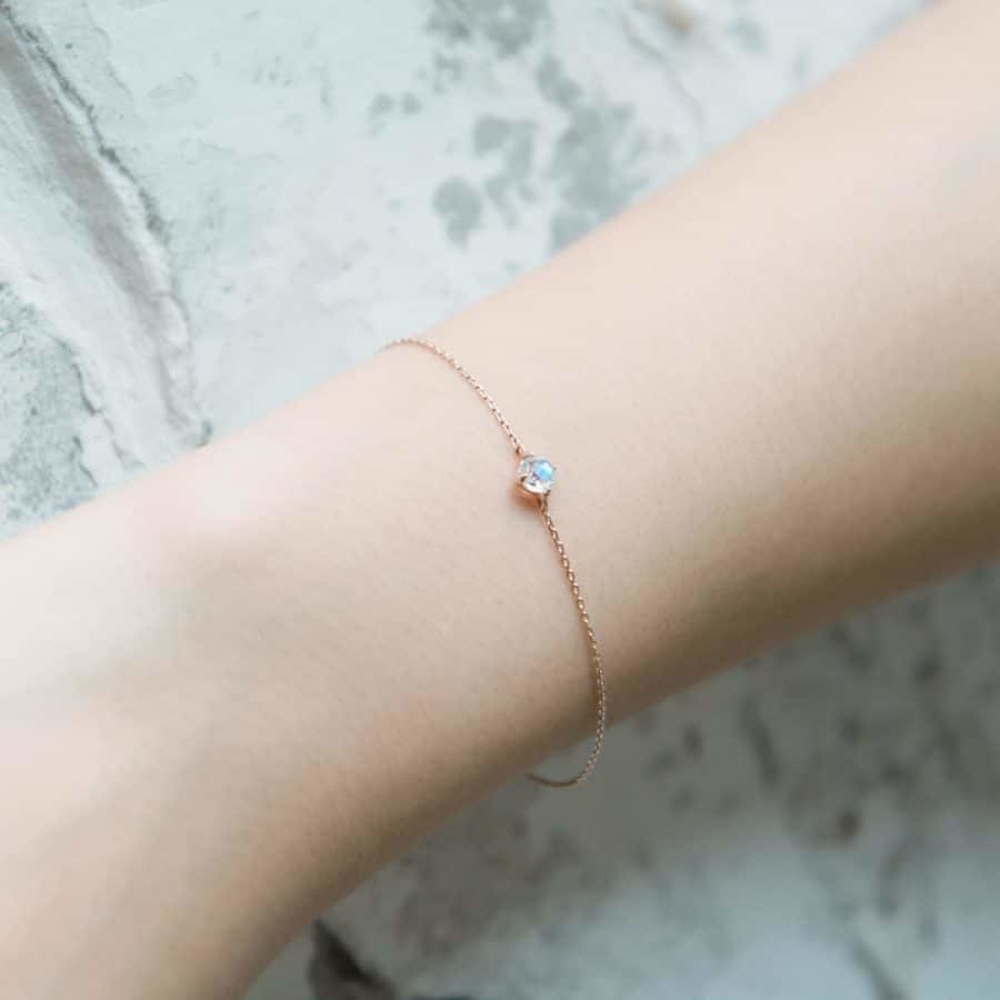 14k棋盤切割月光石手鍊