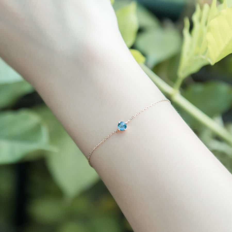 14k玫瑰金 棋盤切割倫敦托帕石手鍊