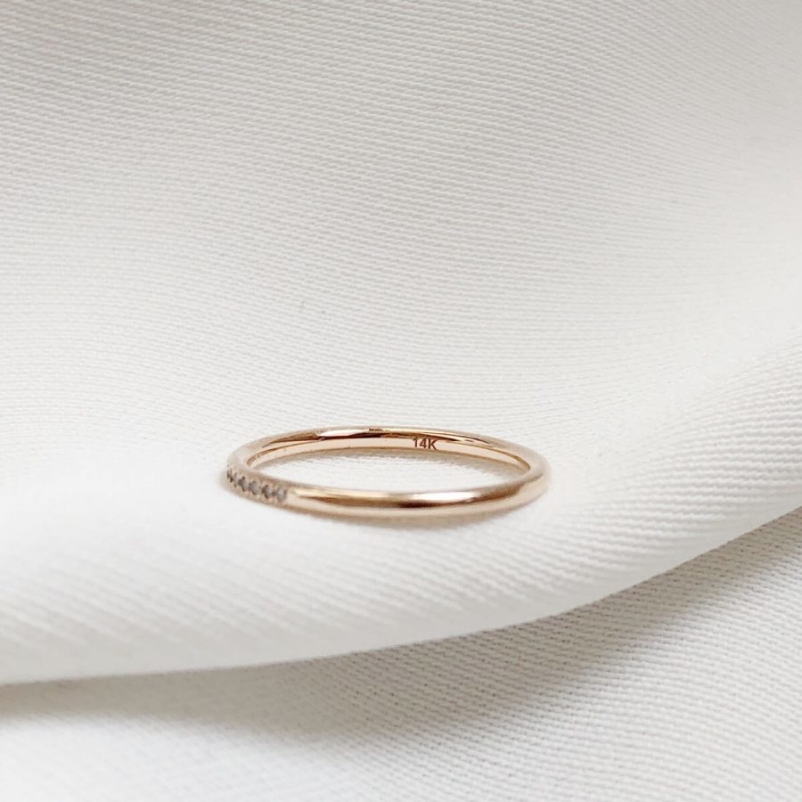 14K 整排真鑽戒指