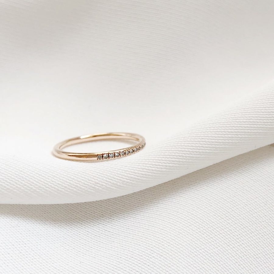 14K 整排真鑽戒指