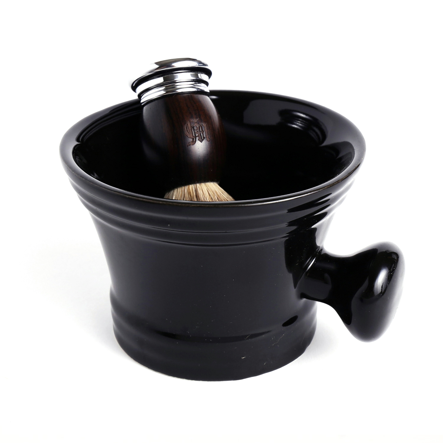 復古經典款 - 陶瓷刮鬍碗 / 鬍皂碗（黑）