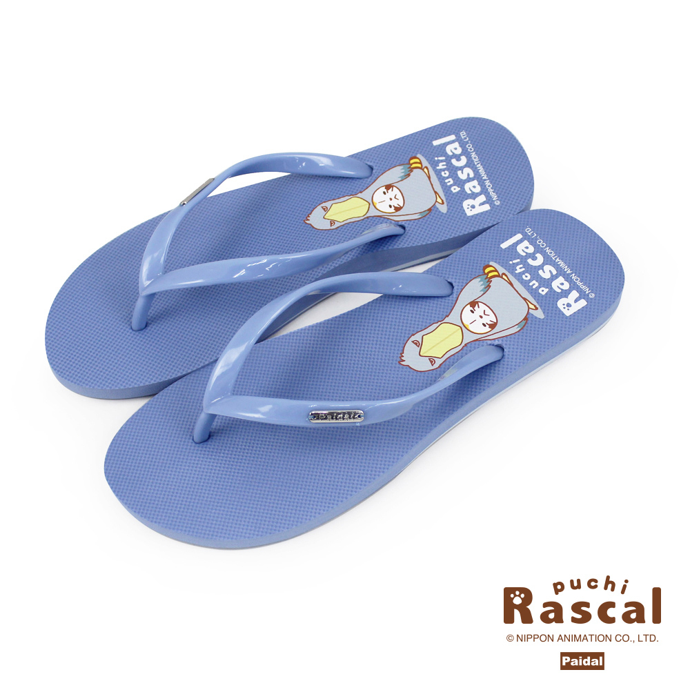 Paidal x Rascal小小浣熊可愛大鳥裝足弓夾腳拖人字拖-藍