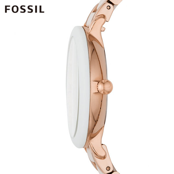 萬年鐘錶 - Fossil  雙色白/玫瑰金色女錶  ES4588  錶徑36MM