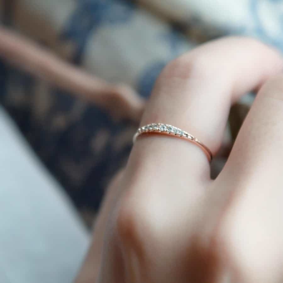 14k玫瑰金 漸層真鑽戒指