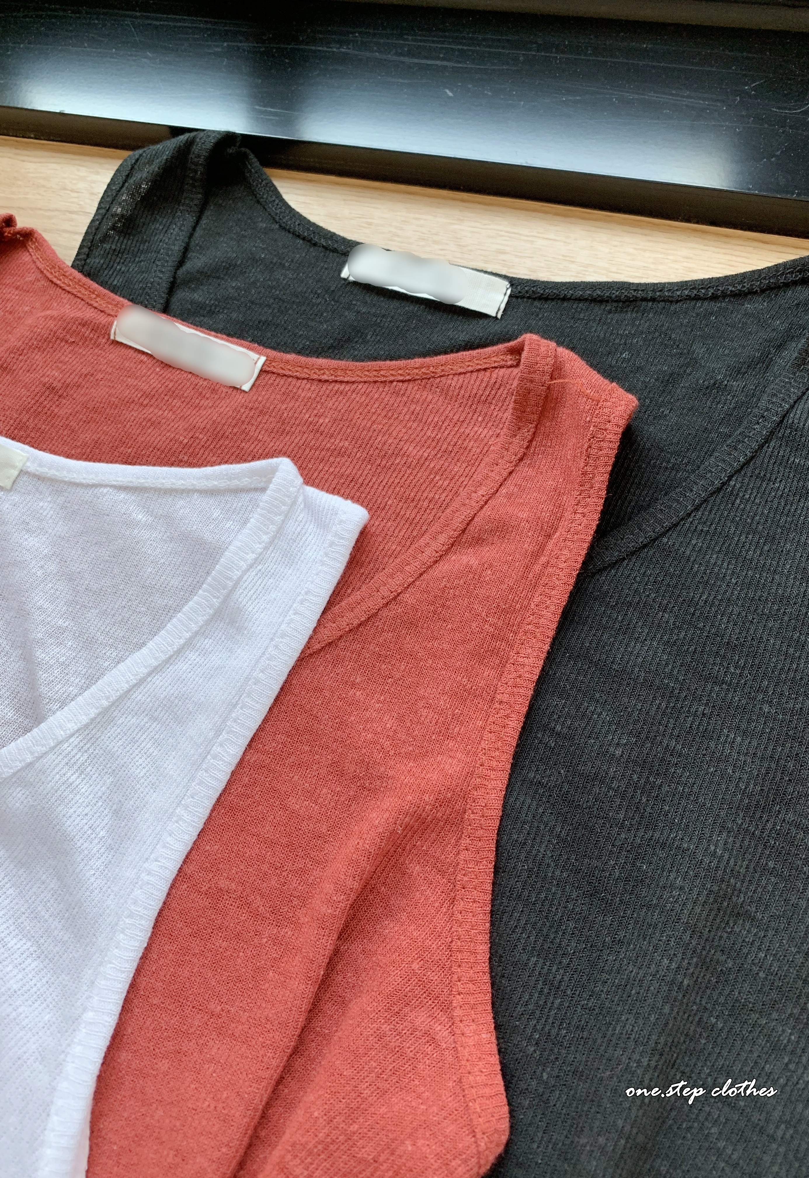 正韓壓紋棉麻背心 (橘紅)