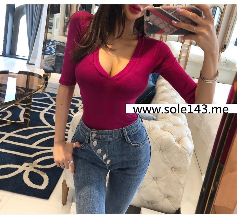 V領五分袖 棉T (多色)