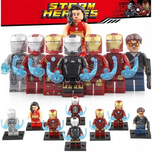8PCS/Lot Iron Man Custom Minifigs Minifigures Fit Lego