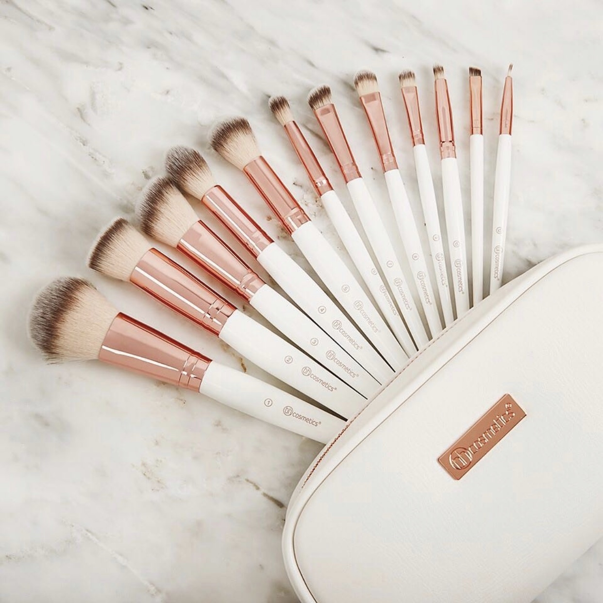 BH Cosmetics Rosé Romance 12 piece Brush Set with Bag