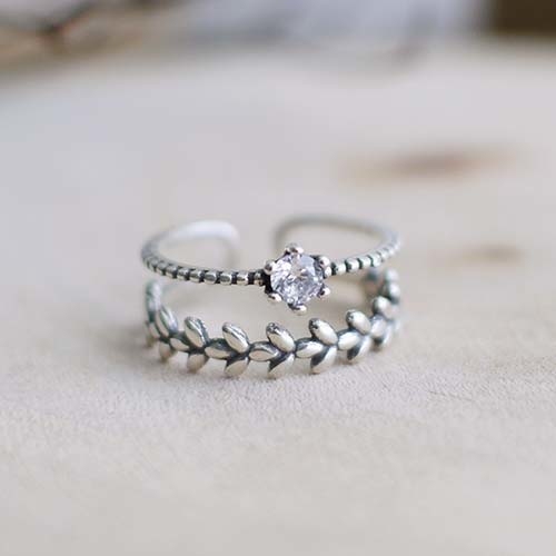 夏日繁花雙層純銀戒指/SR907