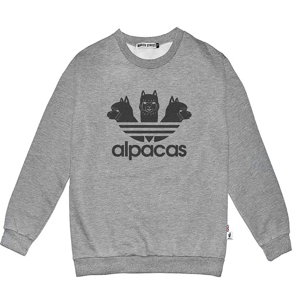 Alpacas Black  Threehead 愛迪駝(黑白) 高磅數長袖圓T