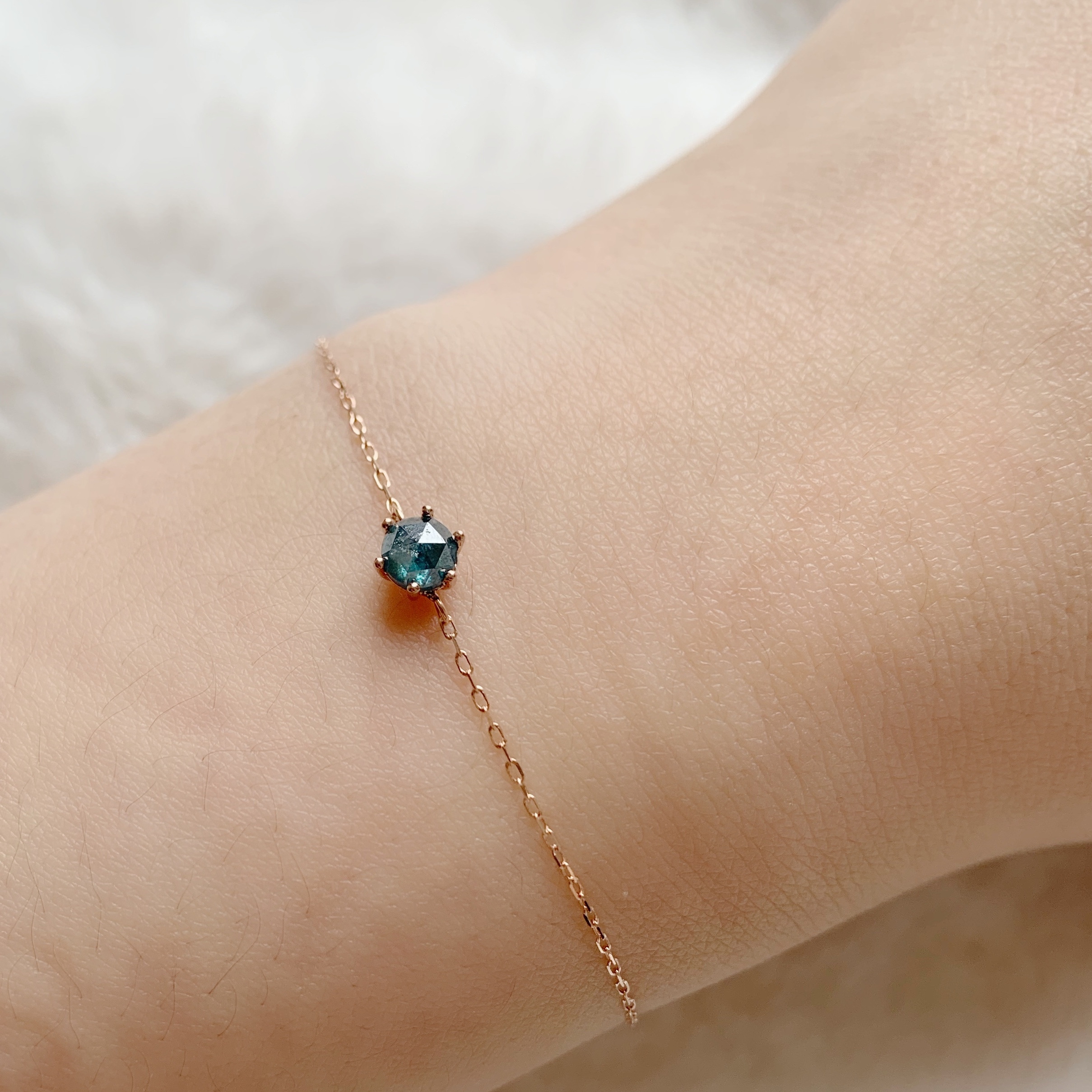 14K 六爪4mm超美藍鑽石手鍊