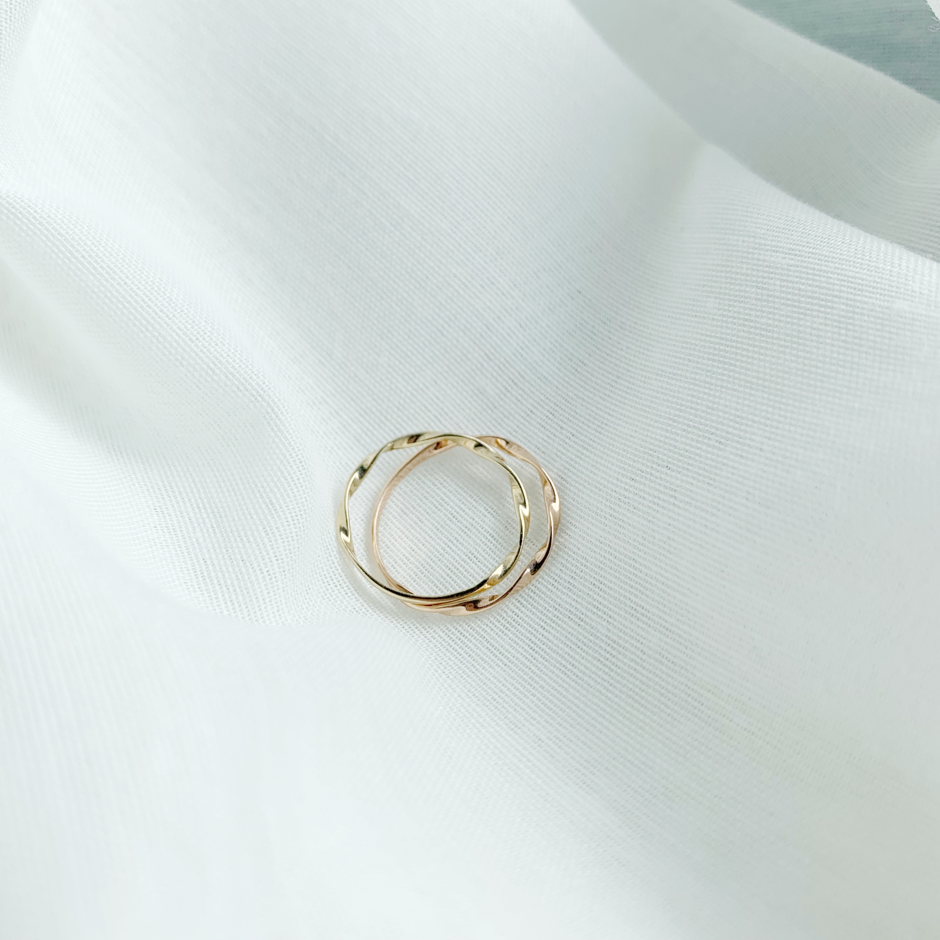 14K 半邊波浪戒指