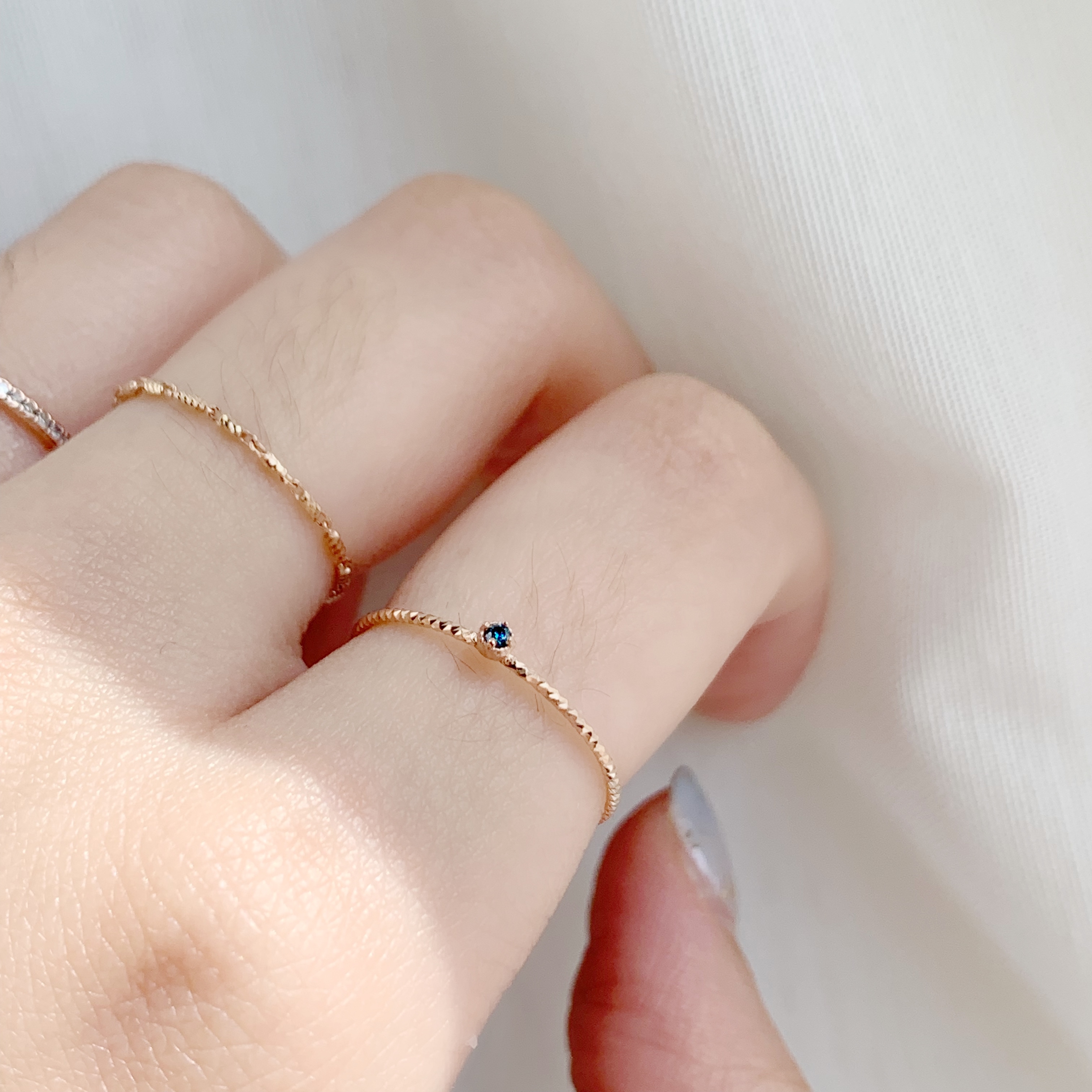 14k玫瑰金 1.5分藍鑽戒指